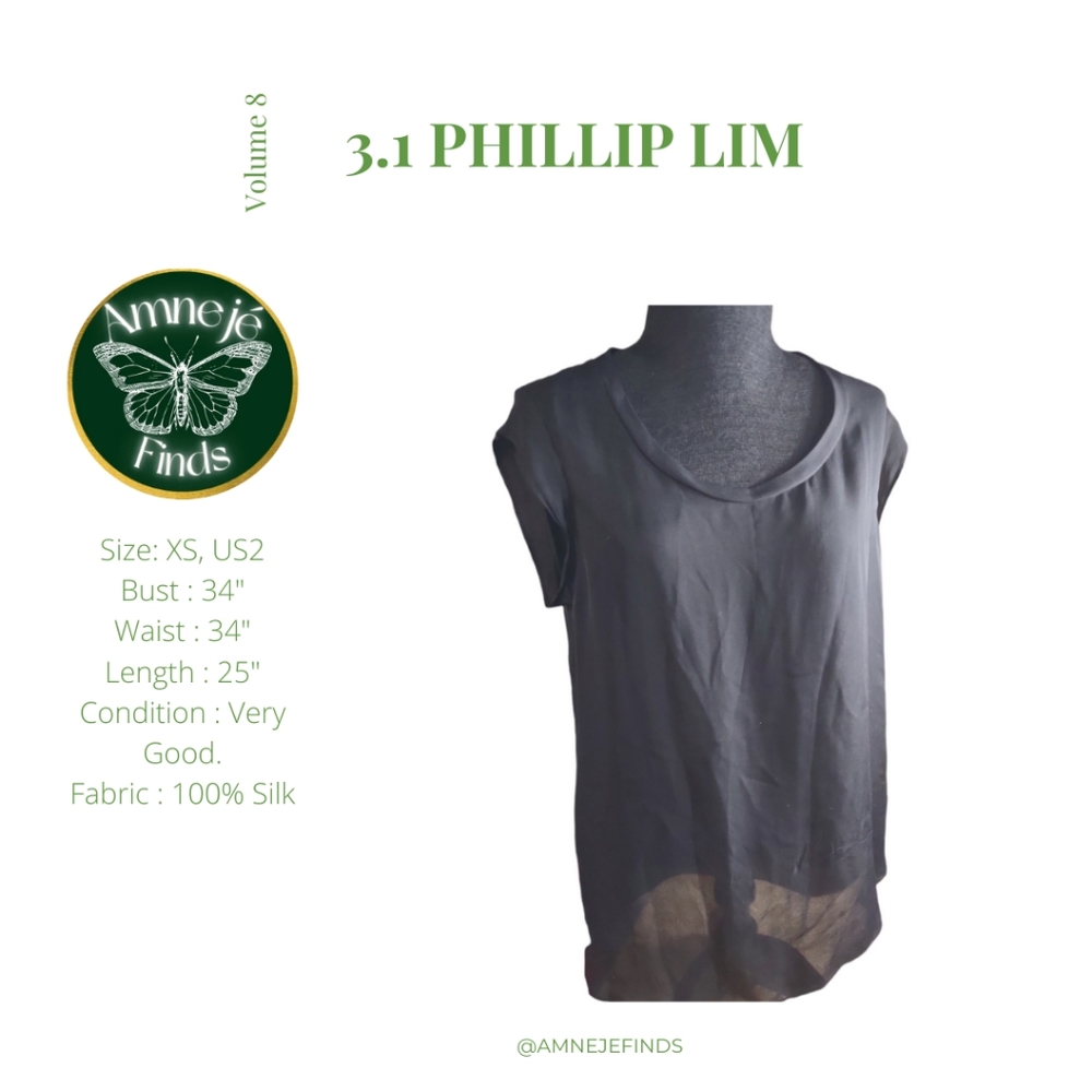 3.1 Phillip Lim Black Silk Scoop Neck Top XS